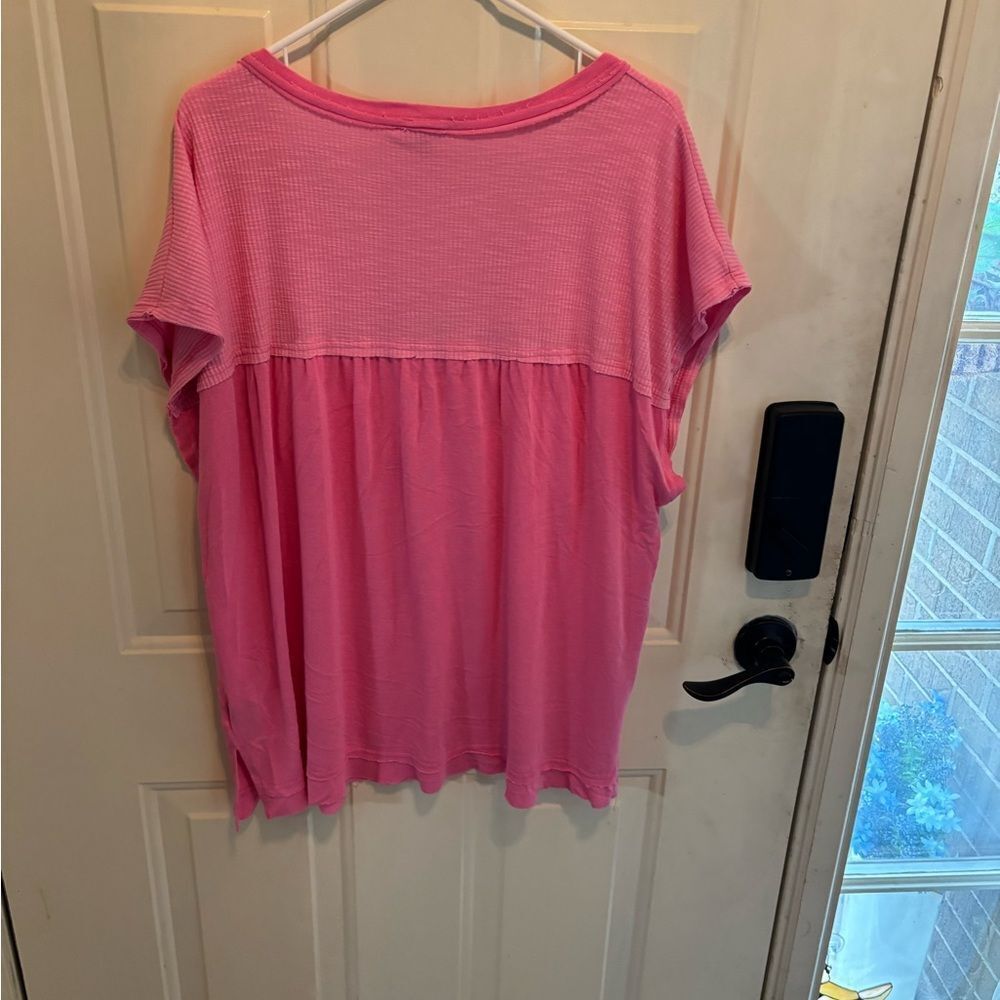 POL Pink V-Neck Oversized Tunic Top - Picture 5 of 5